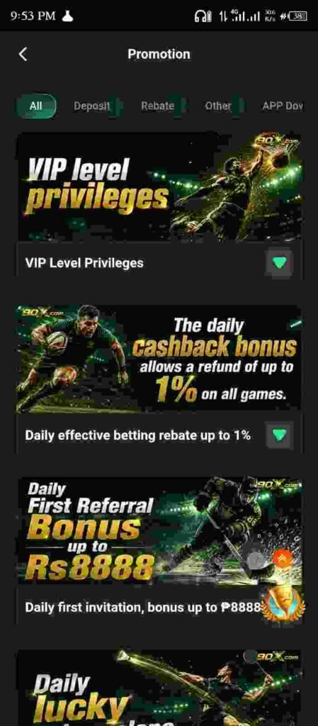 90X Game Promotion Events Vip level Privileges
